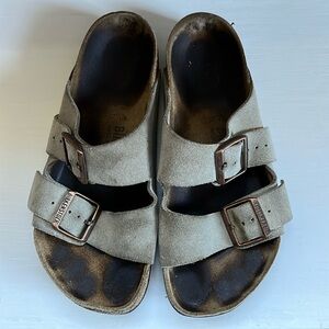 Birkenstock Taupe Suede Arizona Sandals - 38 Regular